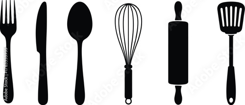 Kitchen Utensils Silhouette Vector Set