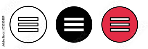 Menu icon representing a menu, often shown as three horizontal lines (hamburger menu) or a grid of squares, used to indicate navigation options.