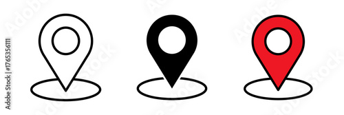 Landmark icon set in flat vector illustration, created in outline, filled, and color style. Ideal for travel, tourism, location, architecture, and navigation design concepts.