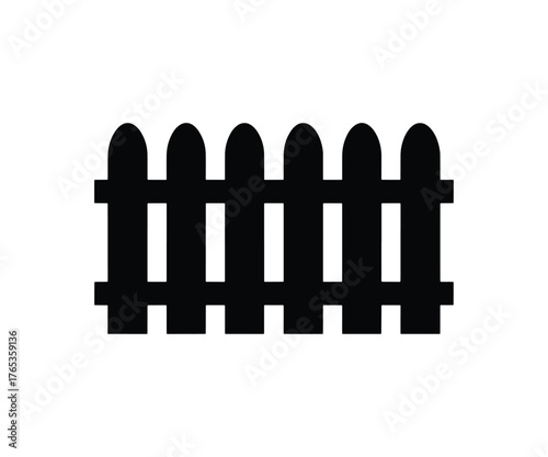 Wooden picket fence silhouette vector, Garden, Home, and boundary symbol
