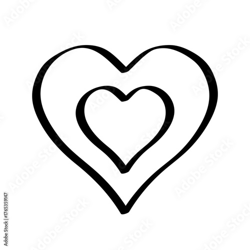 Heart icon hand drawn outline. Vector illustration of doodle style. Isolated single object on white.