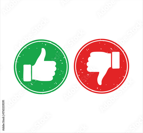 Green thumbs up and red thumbs down icons for approval and disapproval decisions