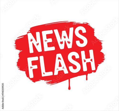 Dynamic news flash red splash graphic announcing urgent breaking news updates