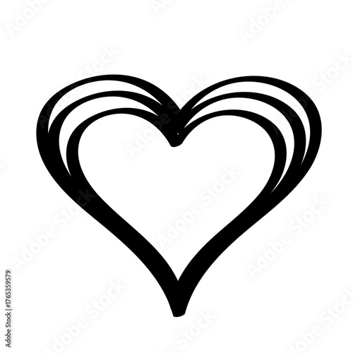 Heart icon hand drawn outline. Vector illustration of doodle style. Isolated single object on white.