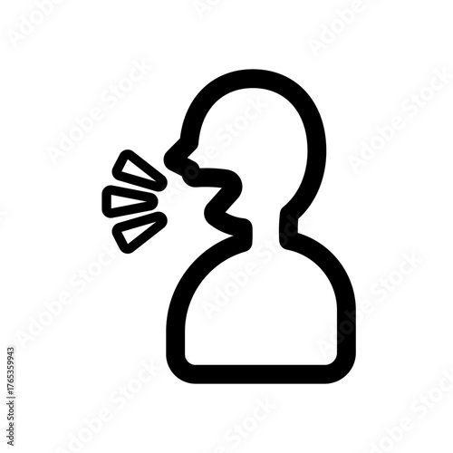 言葉を発する横顔の人物を描いた、発言や説明シーンに使いやすいベクターアイコンイラスト