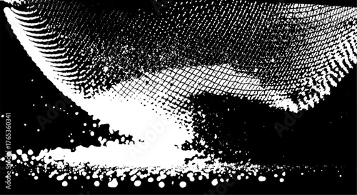 Energetic splash of luminous particles against a dark canvas, an abstract representation of digital information dispersal or a dynamic force field, evoking modern technology