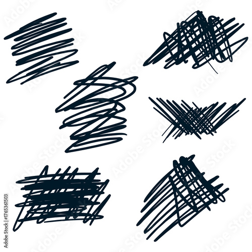 random pen sketch sribbles design set design