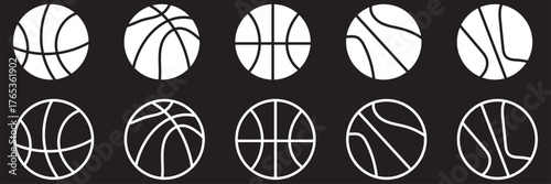 A set of Basketball ball icons set. Flat and outline style. Basketball ball icon. Basketball logo vector icon