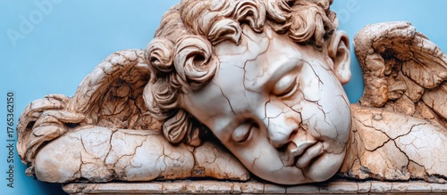 Ancient Cherub Sculpture Sleeping Peacefully.