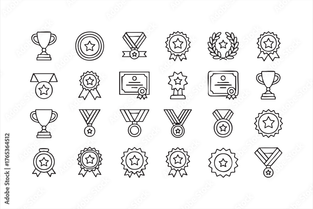Fototapeta premium Modern Award Icons Set Representing Excellence, Leadership, and Accomplishment