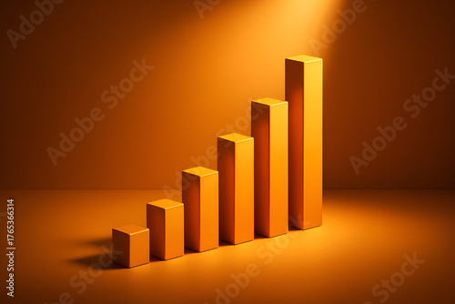 Business Growth visualized : A bold bar graph rises assertively against a dynamic backdrop, showcasing upward trends and the constant progression toward success.