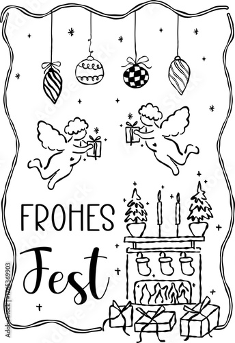Frohes Fest with Boder Weihnachten datei vector featuring elegant festive lettering, perfect for christmas greeting cards, posters, and seasonal holiday designs.