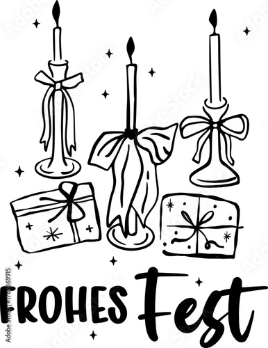 Frohes Fest Weihnachten datei vector featuring elegant festive lettering, perfect for christmas greeting cards, posters, and seasonal holiday designs.