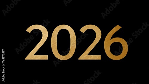 Minimalist poster for New Year 2026, clean typography, simple color palette (gold, black, white), elegant design, modern aesthetic.