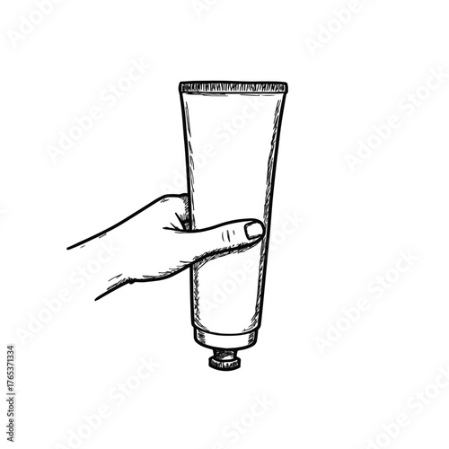 Hand holding cuticle cream tube, nurturing skin care concept