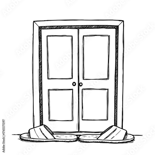 Slippers near porch door, cozy home entrance, welcoming vibe