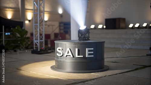 3D Pedestal Display with Sale Sign Spotlight