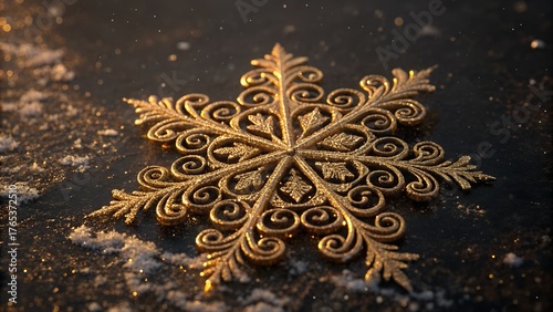 Golden Snowflake Abstract Texture Design