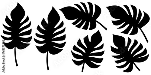 Doodle leaf icon isolated. Stencil clipart. Vector stock illustration