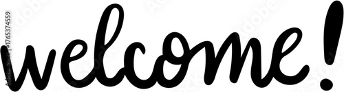 Handwritten Brush Script "Welcome!" Lettering Vector