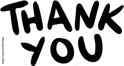 Handwritten Brush Script "THANK YOU" Gratitude Lettering Vector