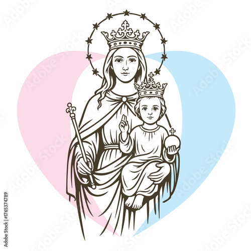 Our Lady Mary Help of Christians. Virgin Mary whit child Jesus.