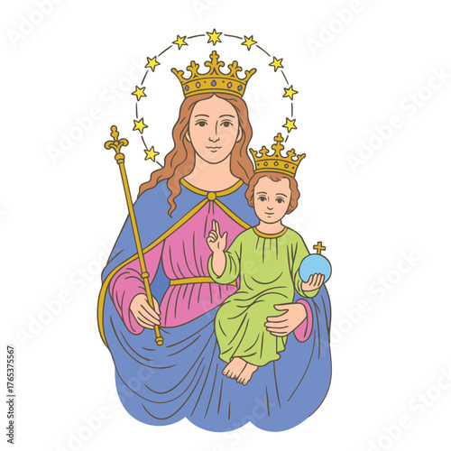 Our Lady Mary Help of Christians. Virgin Mary whit child Jesus.