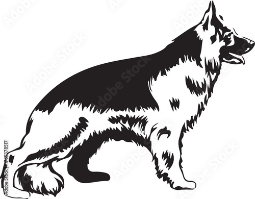 Print Majestic german shepherd dog standing proudly silhouette