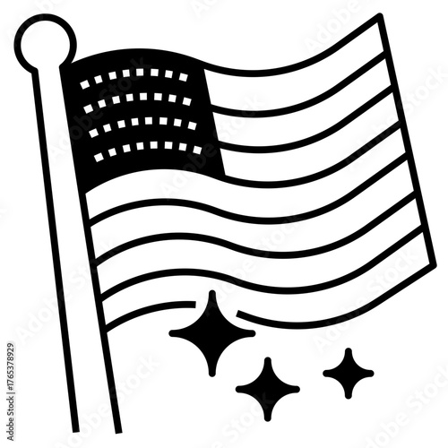 USA Flag Icon Glyph Style