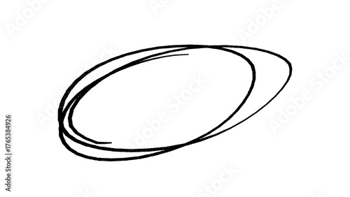 Black Double Oval Circle Marker Sketch — Transparent PNG