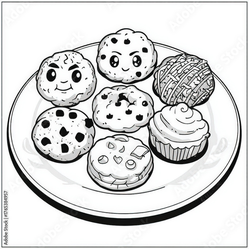 Cookies on a Plate, colorin...
