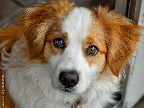A Kooikerhondje with its di...