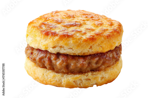 Delicious sausage biscuit sandwich kitchen food photography bright space