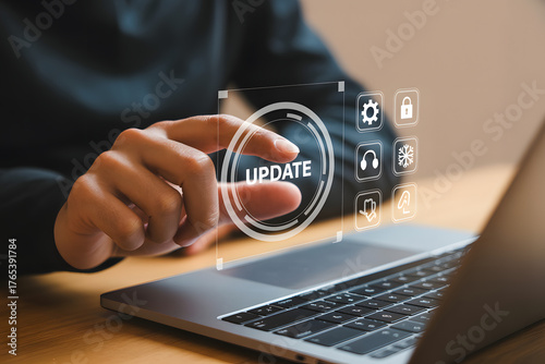 software update and security patch on a laptop with digital interface
