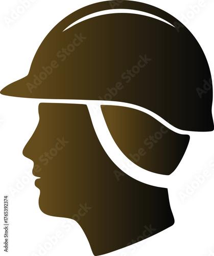 Minimalist equestrian helmet profile vector illustration for sports branding and outdoor adventure.