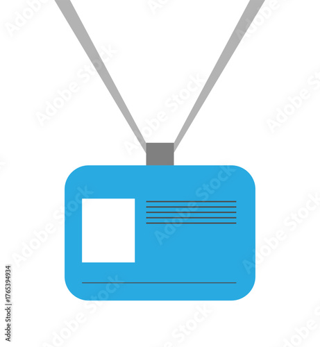 the badge is blue on a white background,