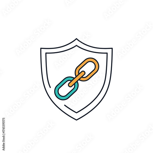 Secure Link Icon Shield Protecting Chain, Cyber Security, Online Safety, Digital Protection