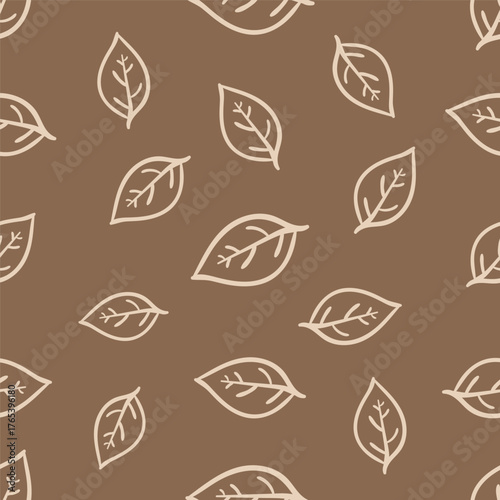 Seamless pattern green leaves vector art illustration, natural and fresh. Perfect for backgrounds, branding, and stationery. Simple, versatile, and easy to customize for any project.