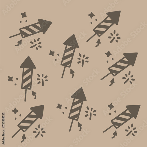 Rocket Firework Pattern on Brown