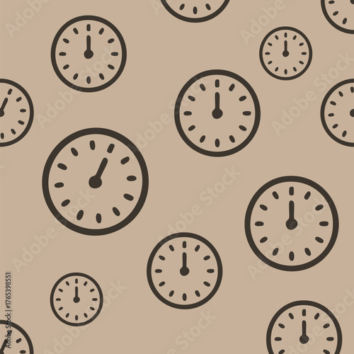Clock Face Time Pattern on Brown