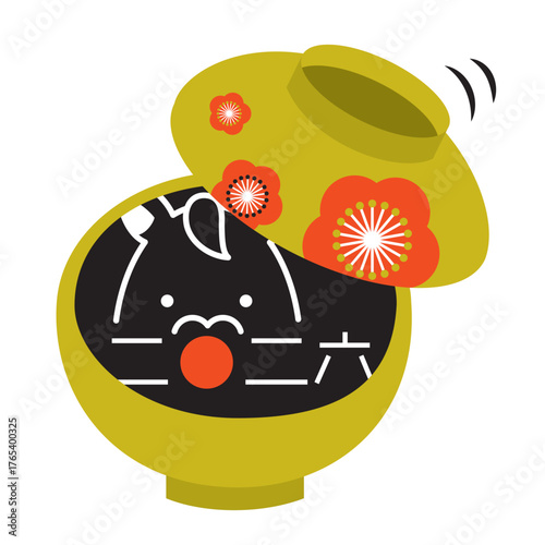 2026年の馬の顔の描かれたお椀　午年