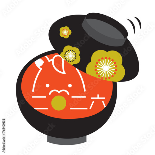 2026年の馬の顔の描かれたお椀　午年