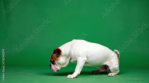 bull dog on green screen background