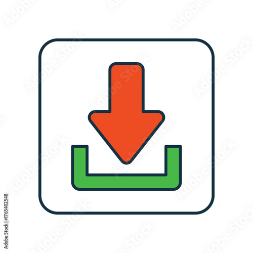 Download icon with white background vector stock illustration