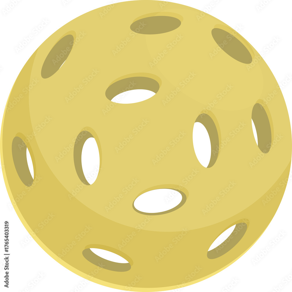 Fototapeta premium Yellow Pickleball Sports Equipment Isolated on Transparent Background Simple Cartoon Style Graphic Element