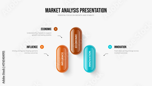 Corporate Review Presentation Design Vector Illustration. Modern Development 3 Step Diagram Frame Layout. Investor Proposal Three Option Infographic Slide Template.