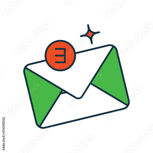 Message Envelope icon with white background vector stock illustration