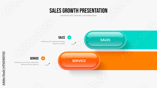 Visual Campaign Two Element Diagram Slideshow Design. Product Briefing 2 Option Infographic Presentation Template. Company Insight Frame Layout Vector Illustration.