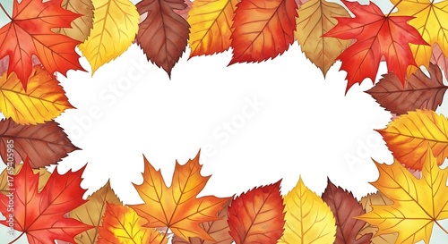 Colorful Autumn Leaves Frame with Central Copy Space.