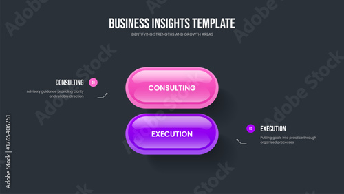 Sales Showcase Two Step Diagram Frame Layout. Professional Profile Slide Design Vector Illustration. Financial Briefing 2 Element Infographic Presentation Template.